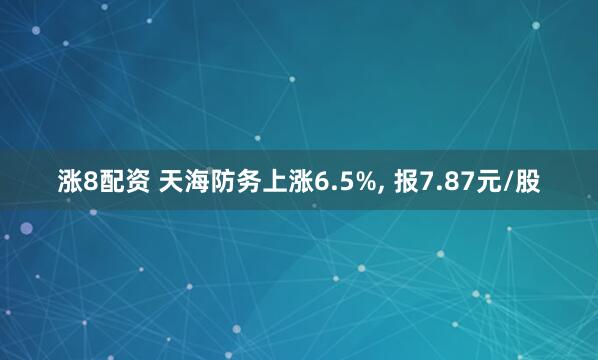 涨8配资 天海防务上涨6.5%, 报7.87元/股