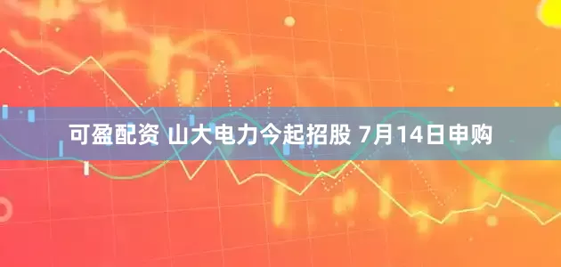 可盈配资 山大电力今起招股 7月14日申购